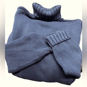 Mens L navy cozy cotton Turtleneck sweater